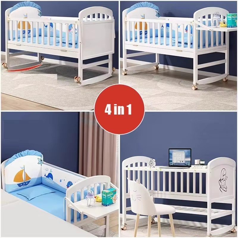 Wood Baby Crib With Mosquito N - Baby Nursery Sale recension och pris