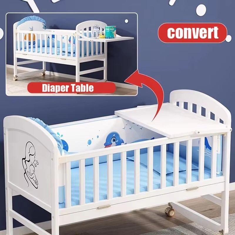 Wood Baby Crib With Mosquito N - Baby Nursery Sale recension och pris