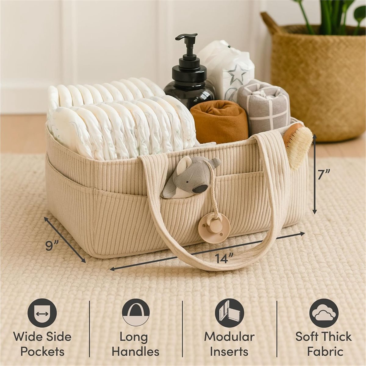 Nices Baby Diaper Caddy Organi - Baby Nursery Table recension och pris