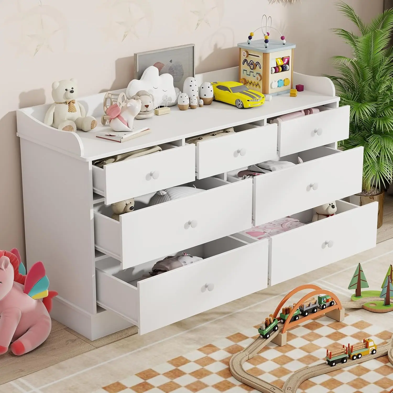 Kids Dresser Cabinet with 7 Dr - Baby Nursery Table recension och pris